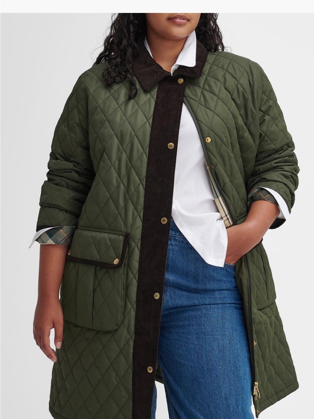 Barbour Tulip Corduroy Trim Quilted Coat 3X - Picture 10 of 12